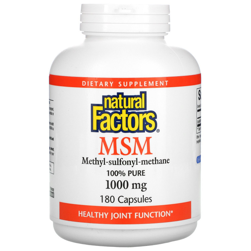 Natural Factors, МСМ, Метил-сульфонил-метан, 1 000 мг, 180 капсул