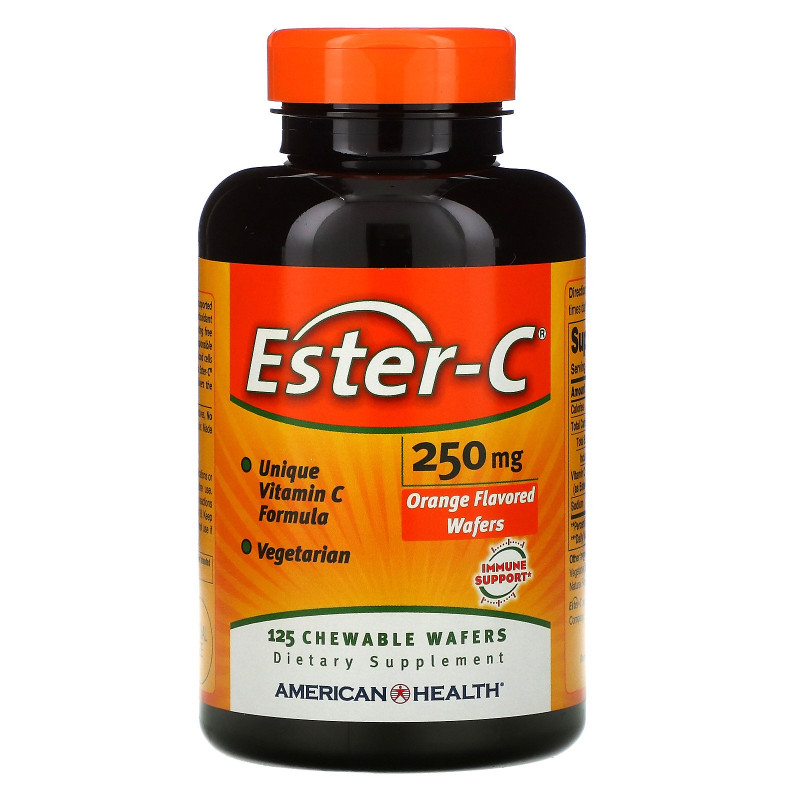 American Health, Эстер С , со вкусом апельсина, 250 мг, 125 жевательных облаток