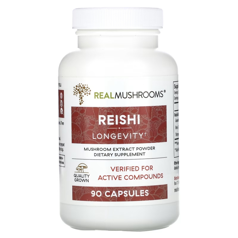 Real Mushrooms, Reishi, Longevity, 90 Capsules