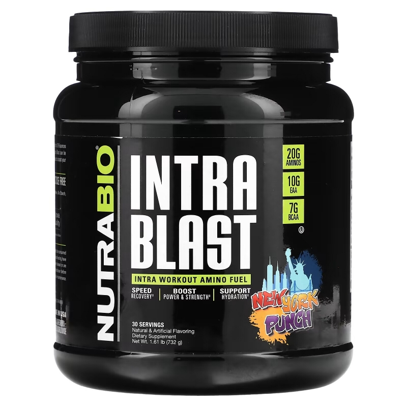 Nutrabio Labs, Intra Blast, топливо для мышц во время тренировки, New York Punch, 732 г (1,61 фунта)