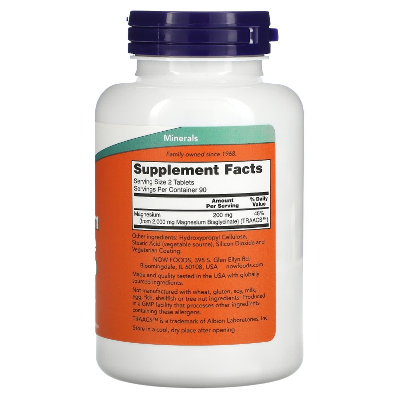 Now Foods, Magnesium Glycinate, 180 Tablets.