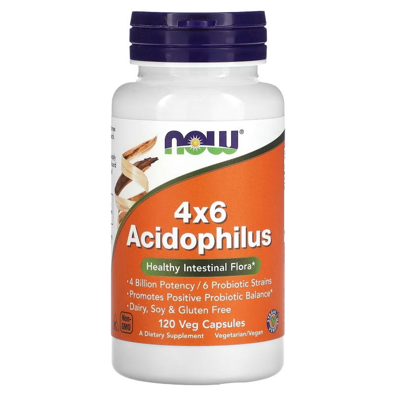 Now Foods 4x6 Ацидофилин 120 капсул