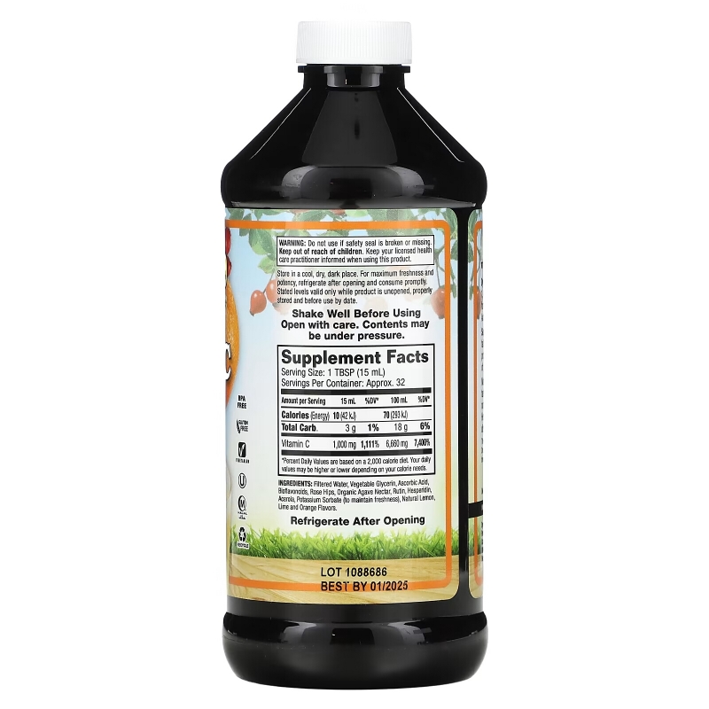 Dynamic Health  Laboratories, Жидкий витамин C, с натуральным цитрусовым вкусом, 1000 мг, 16 жидкой унции (473 мл)