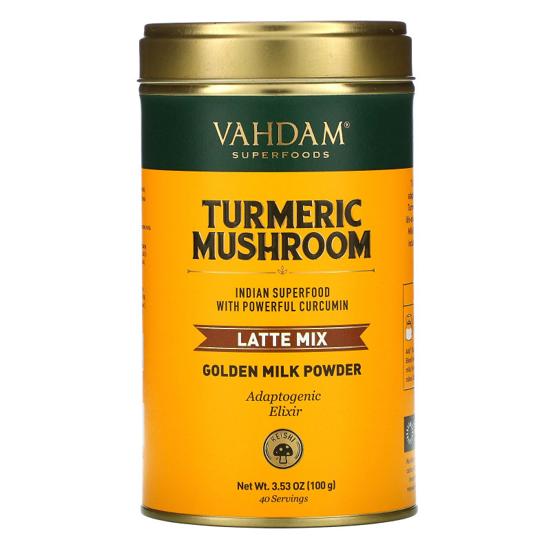 Vahdam Teas, Latte Mix, Turmeric Mushroom, 3.53 oz (100 g)