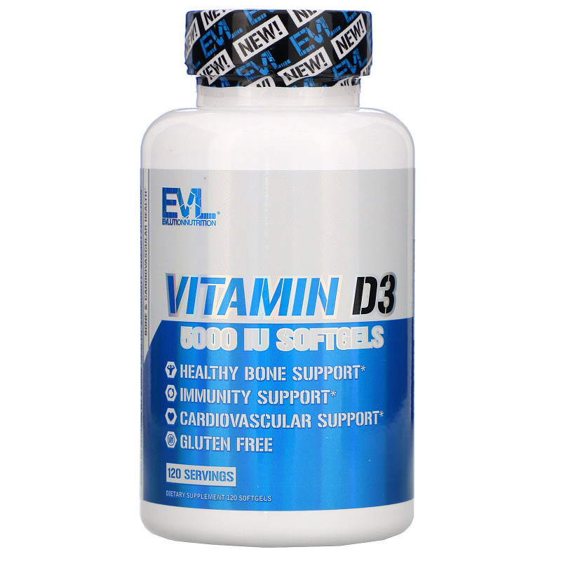 EVLution Nutrition, Vitamin D3, 5,000 IU, 120 Softgels