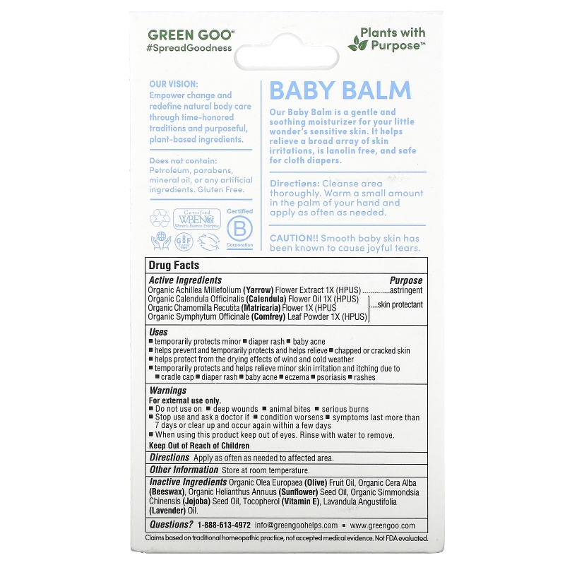 Green Goo, Baby Balm Salve, 1.82 oz (51.7 g)