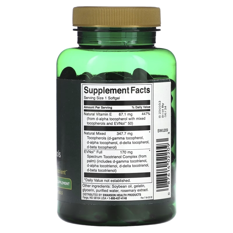 Swanson, Full Spectrum Vitamin E With Tocotrienols, 100 IU, 120 Softgels