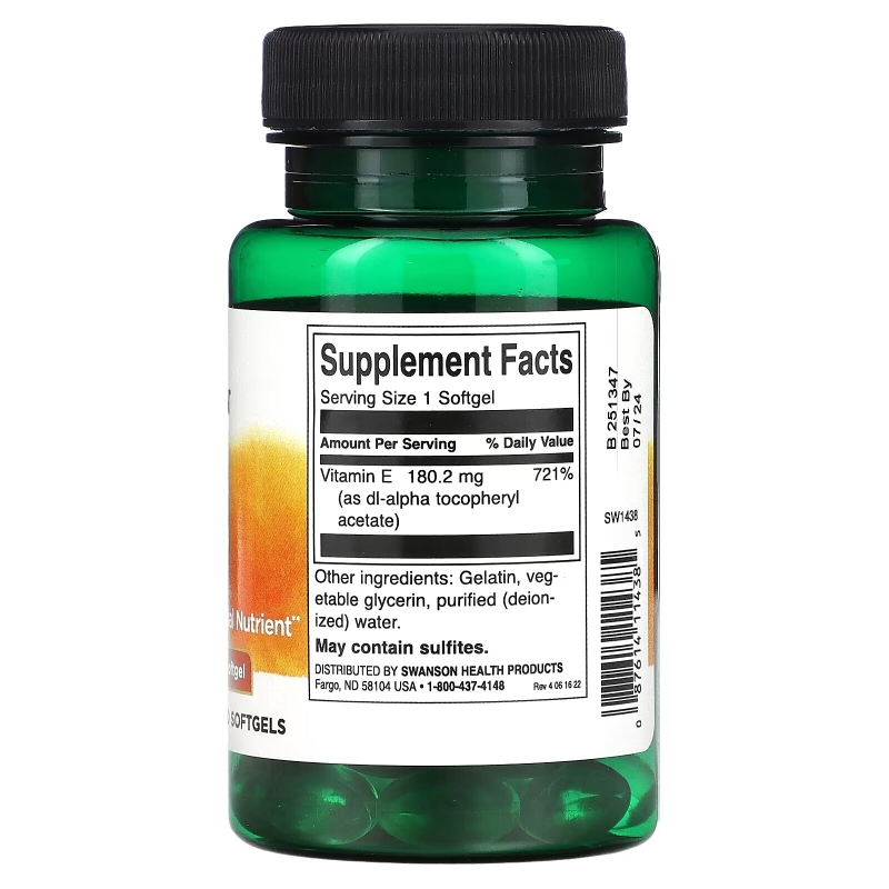 Swanson, Vitamin E, 180 mg (400 IU), 60 Softgels