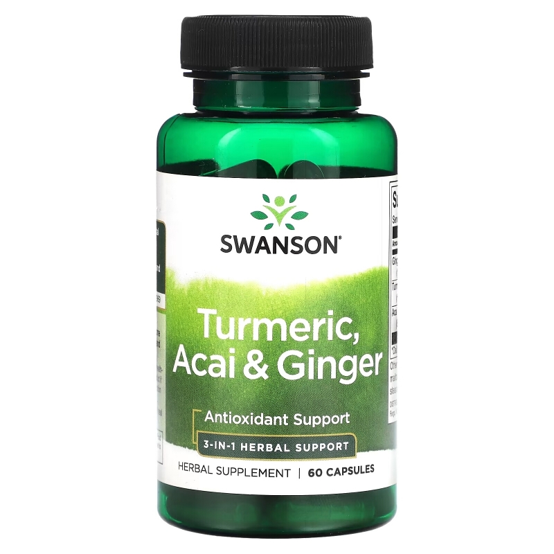 Swanson, Turmeric, Acai & Ginger, 60 Capsules